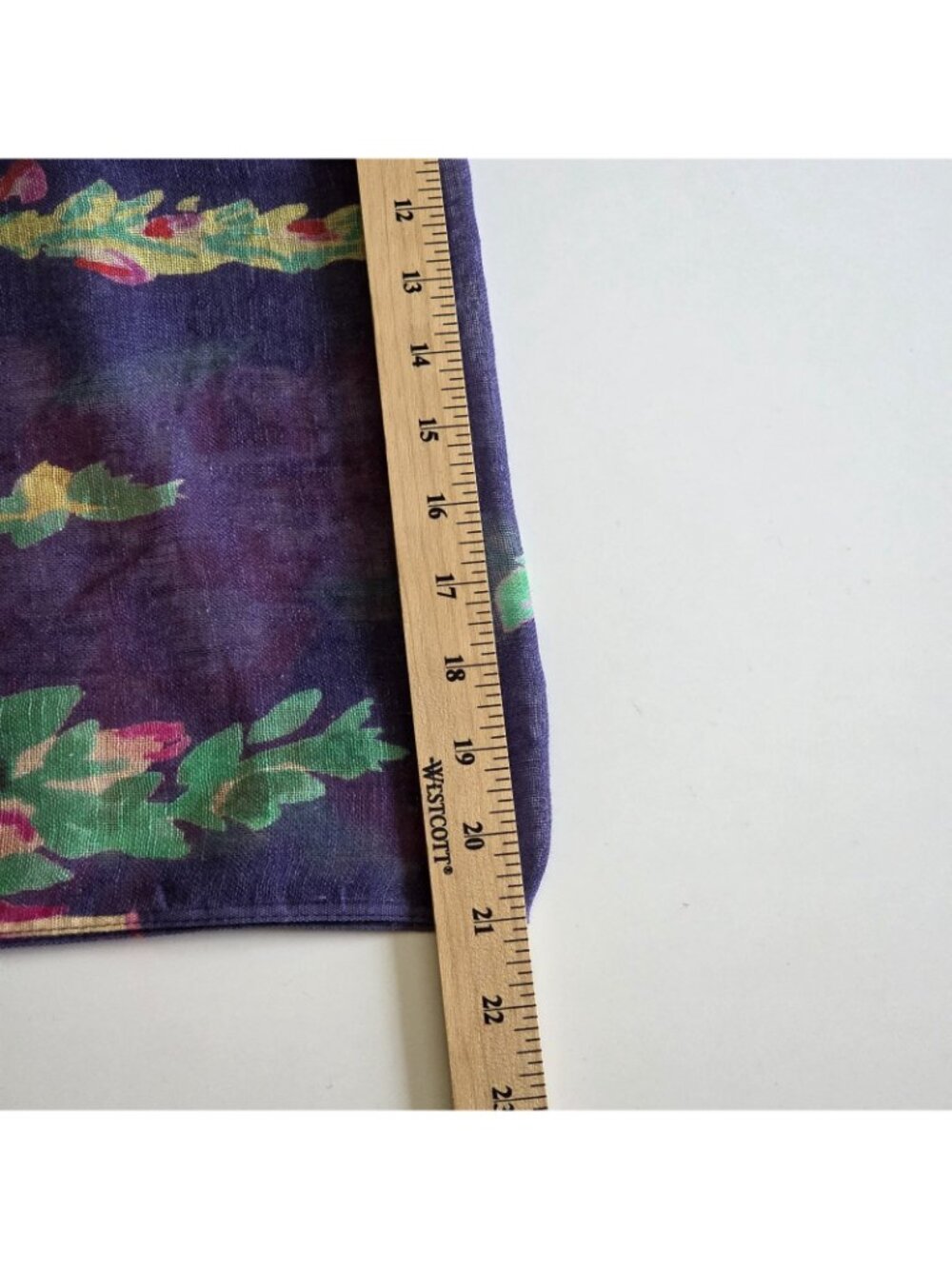 Powder UK 100% Linen Floral Scarf Wrap Purple Pink Watercolor Botanical Fringe - Picture 7 of 14